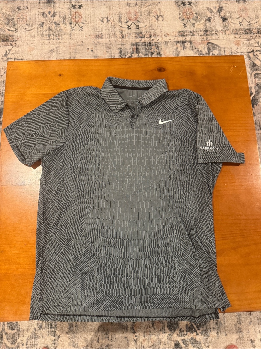 Nike Edgewood Tahoe Gray Textured Dri-FIT Polo with Swoosh